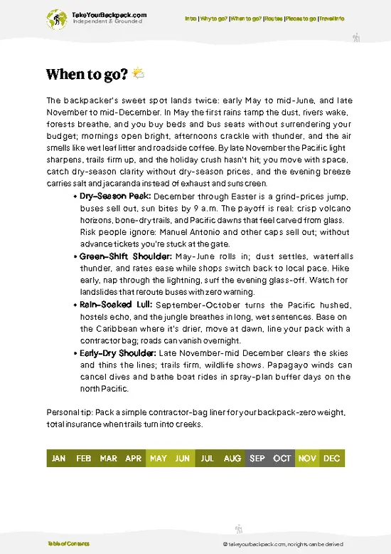 example page 3 from our offline Travel Guide for Costa Rica